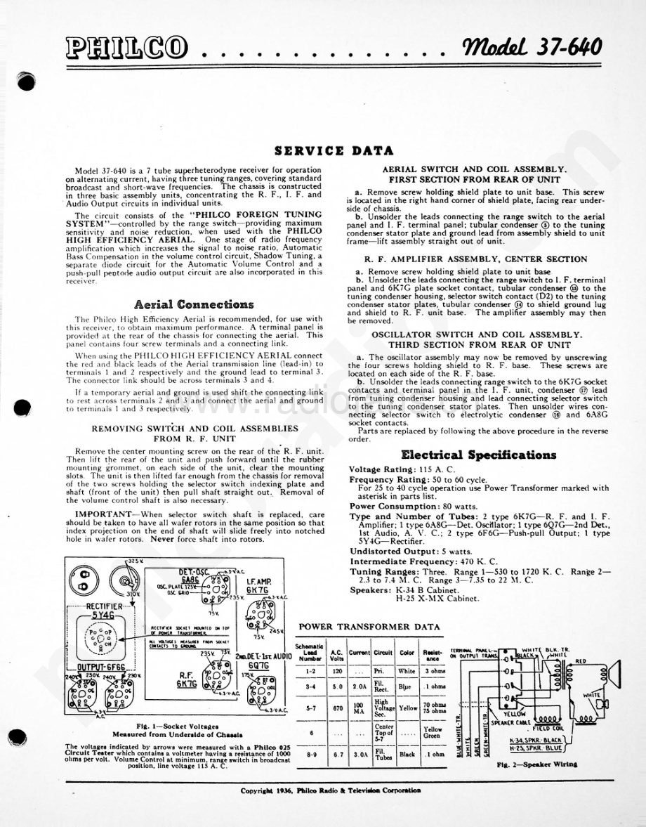 philco Model 37-640 维修电路原理图.pdf_第1页