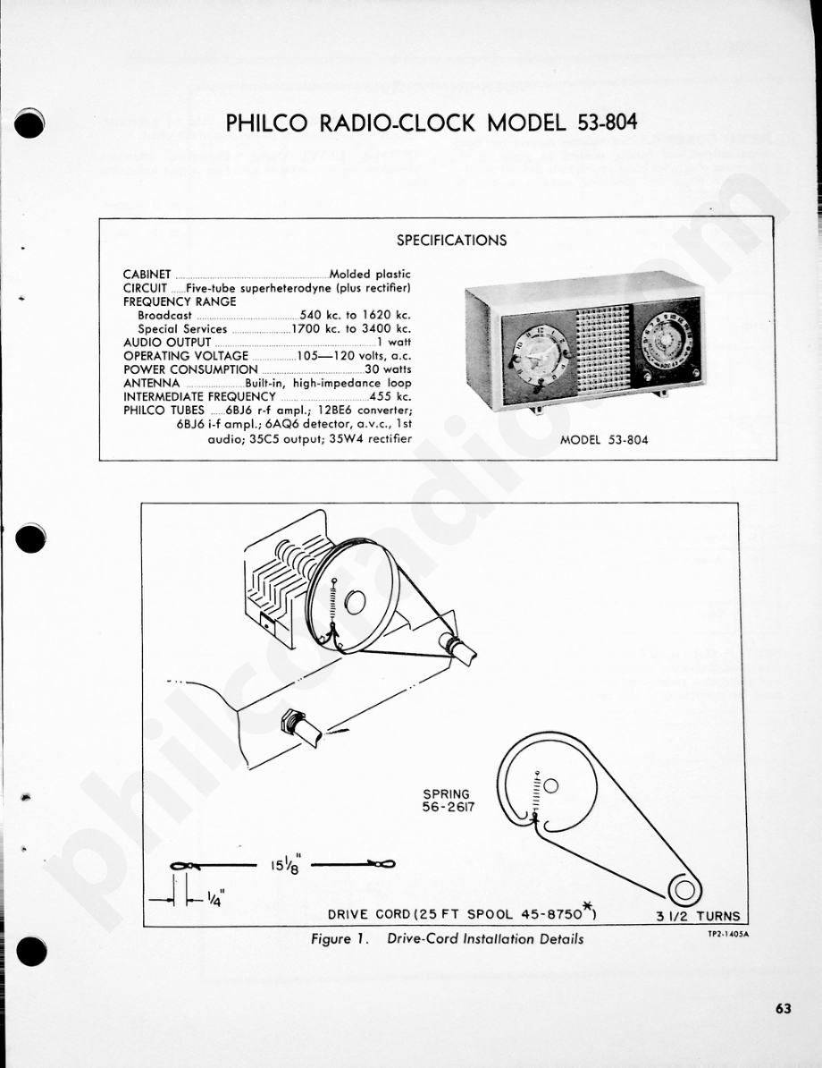 Philco Radio-Clock Model 53-804维修电路原理图.pdf_第1页