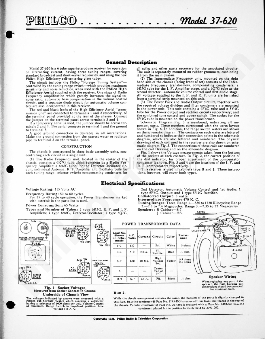 philco Model 37-620 维修电路原理图.pdf_第1页