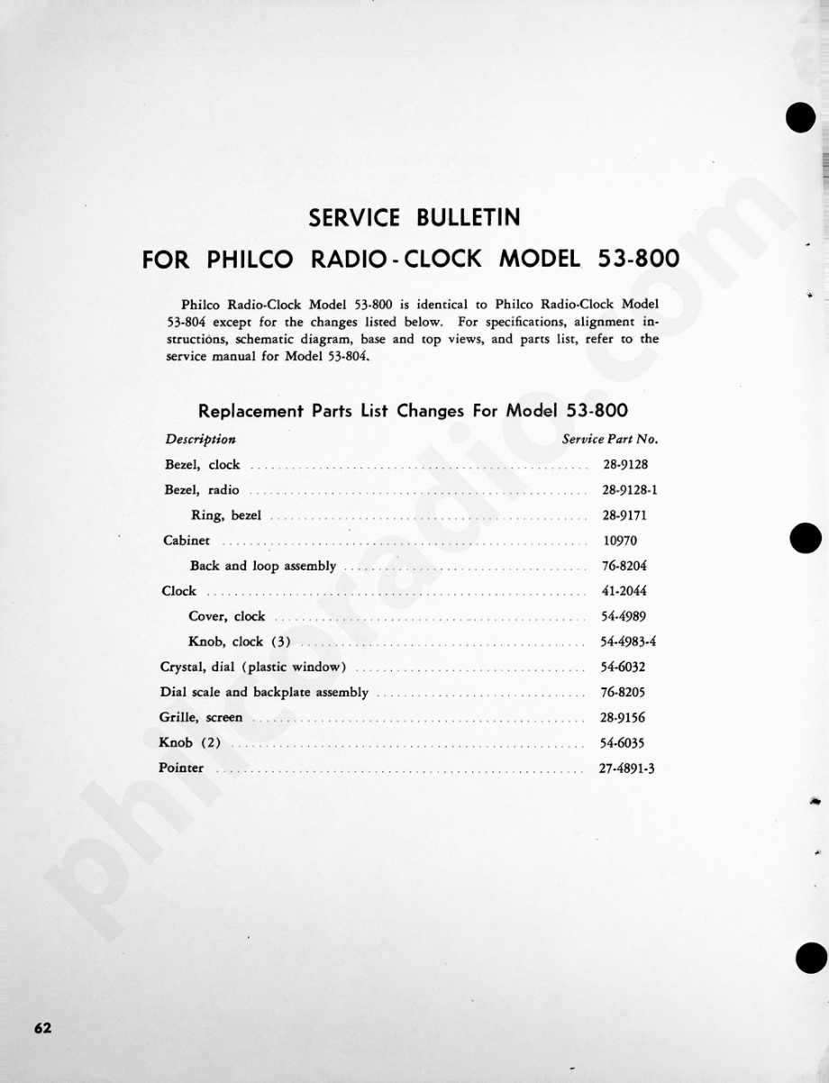 Philco Radio-Clock Model 53-800维修电路原理图.pdf_第1页
