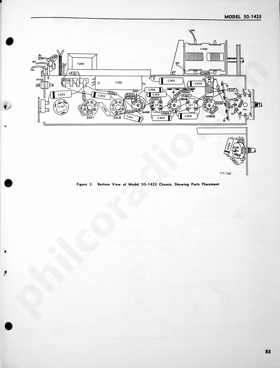 Philco Radio-Phonograph Model 50-1423维修电路原理图.pdf_第2页