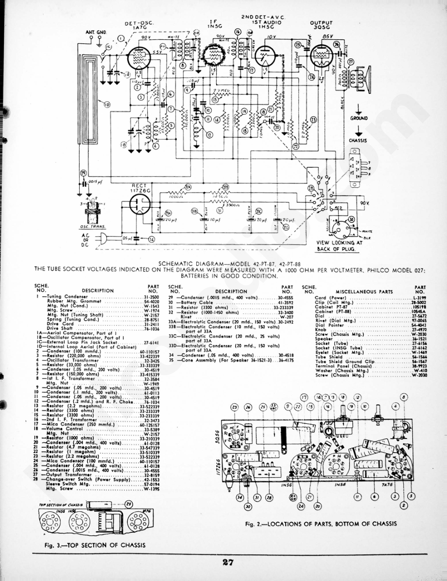 philco Models 42-PT-87, 42-PT-88 维修电路原理图.pdf_第2页