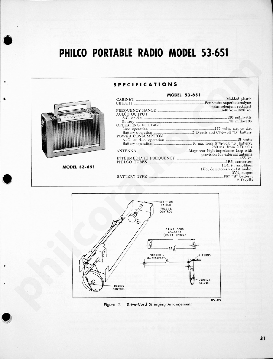 Philco Radio Model 53-651维修电路原理图.pdf_第1页