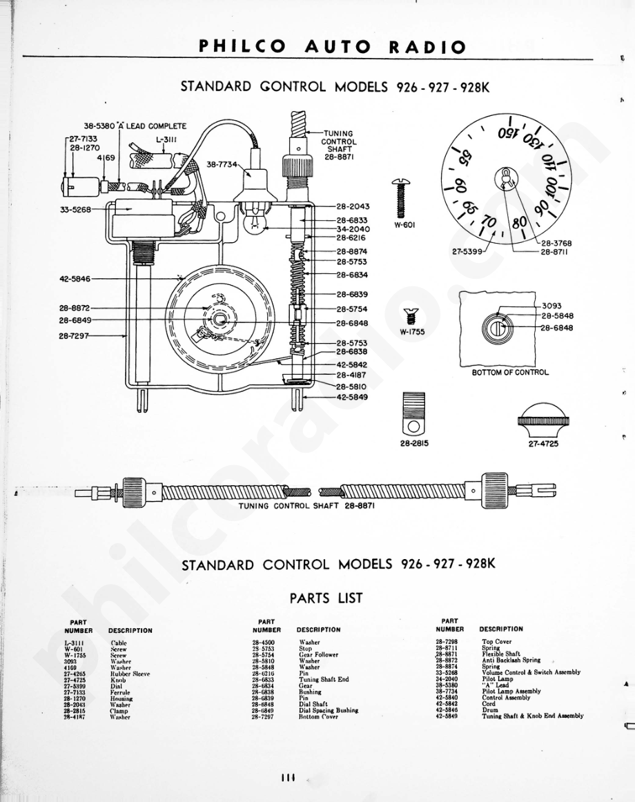 Philco Auto Radio Standard Control Models 926 – 927 – 928K 维修电路原理图.pdf_第1页