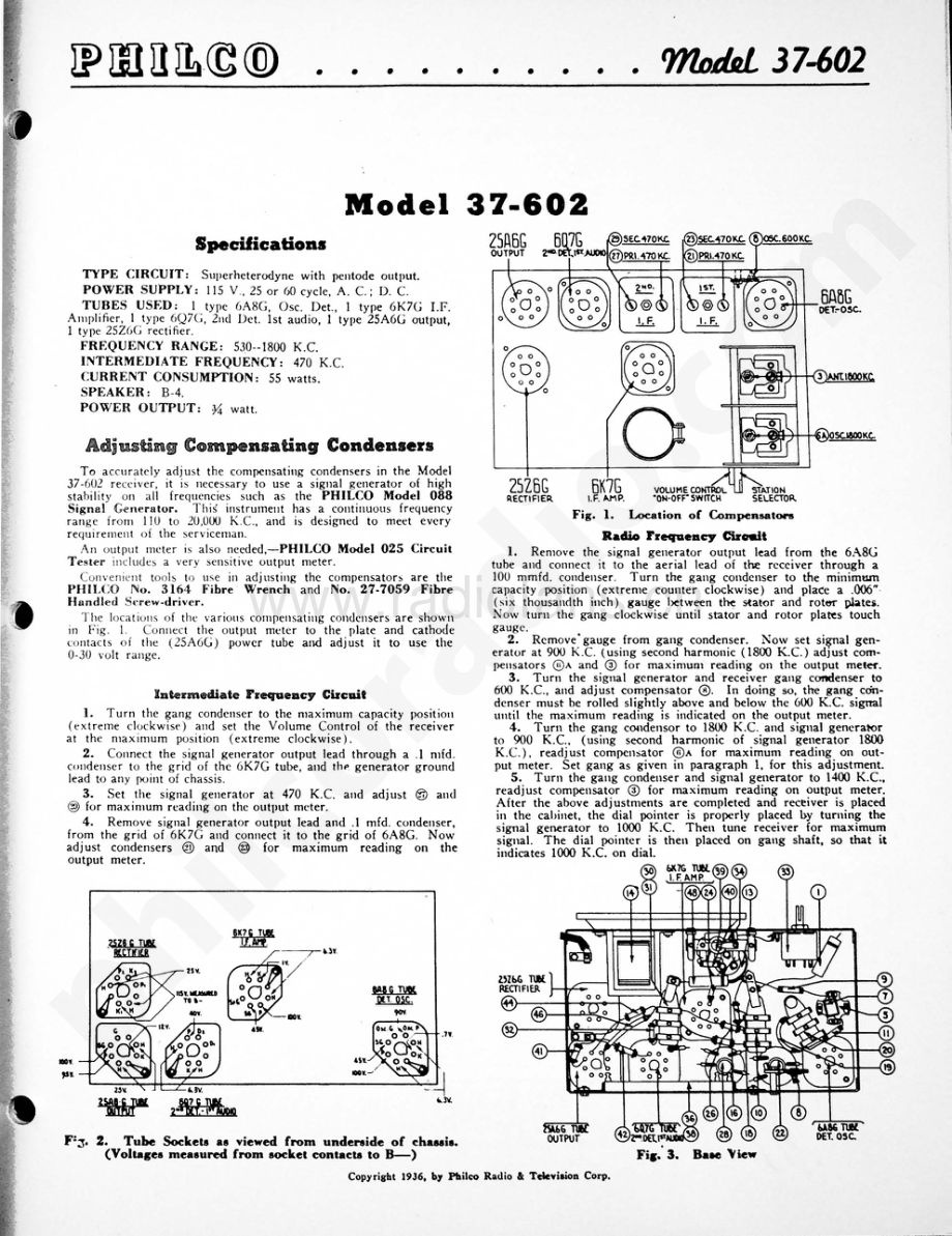 philco Model 37-602 维修电路原理图.pdf_第1页