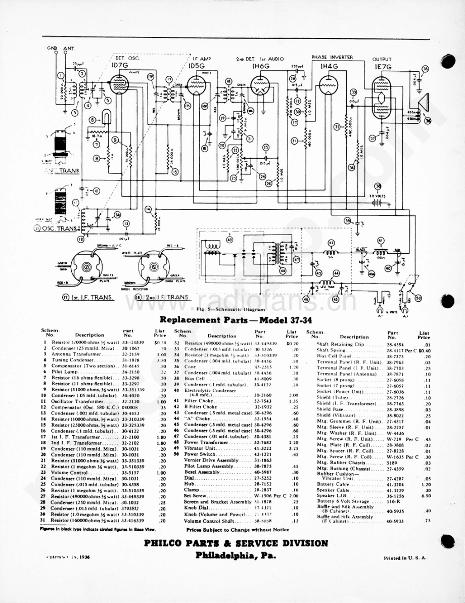 philco Model 37-34 维修电路原理图.pdf_第2页