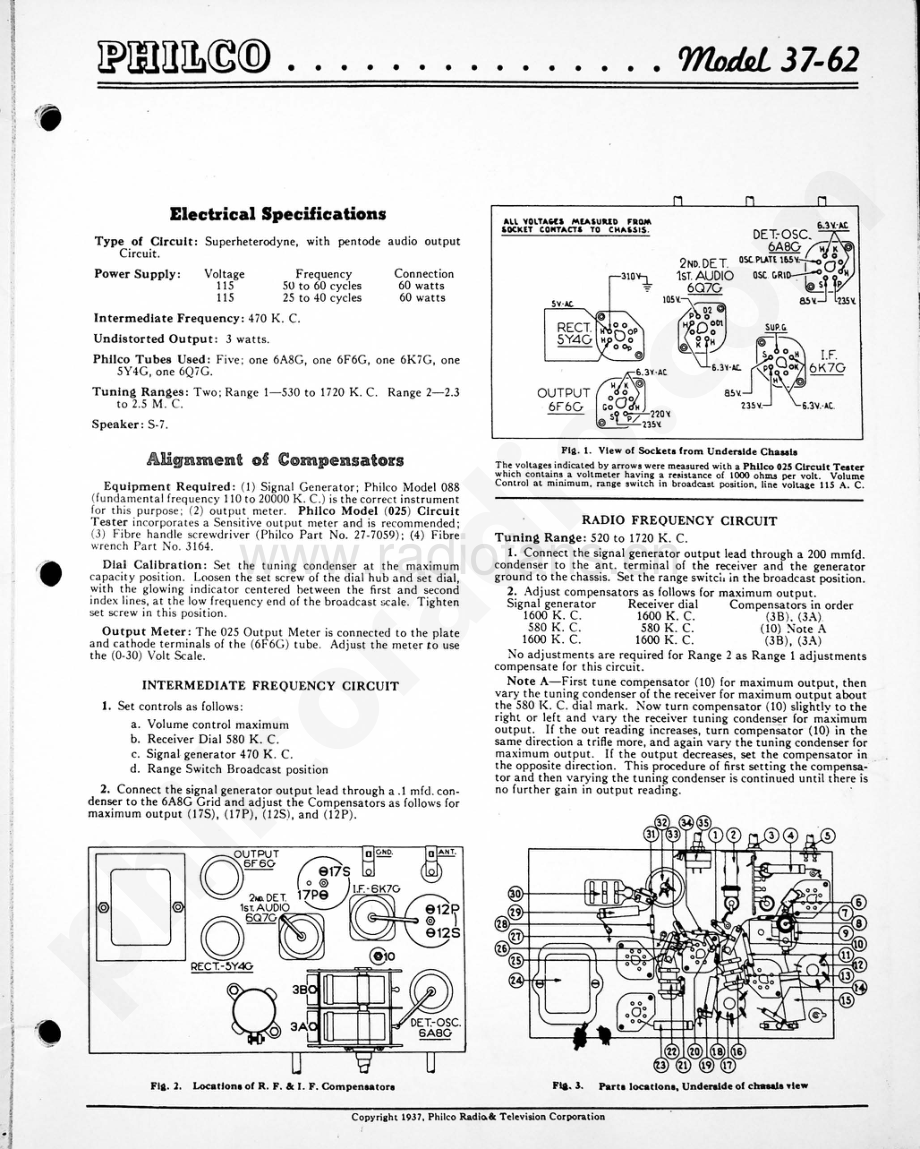 philco Model 37-62 维修电路原理图.pdf_第1页