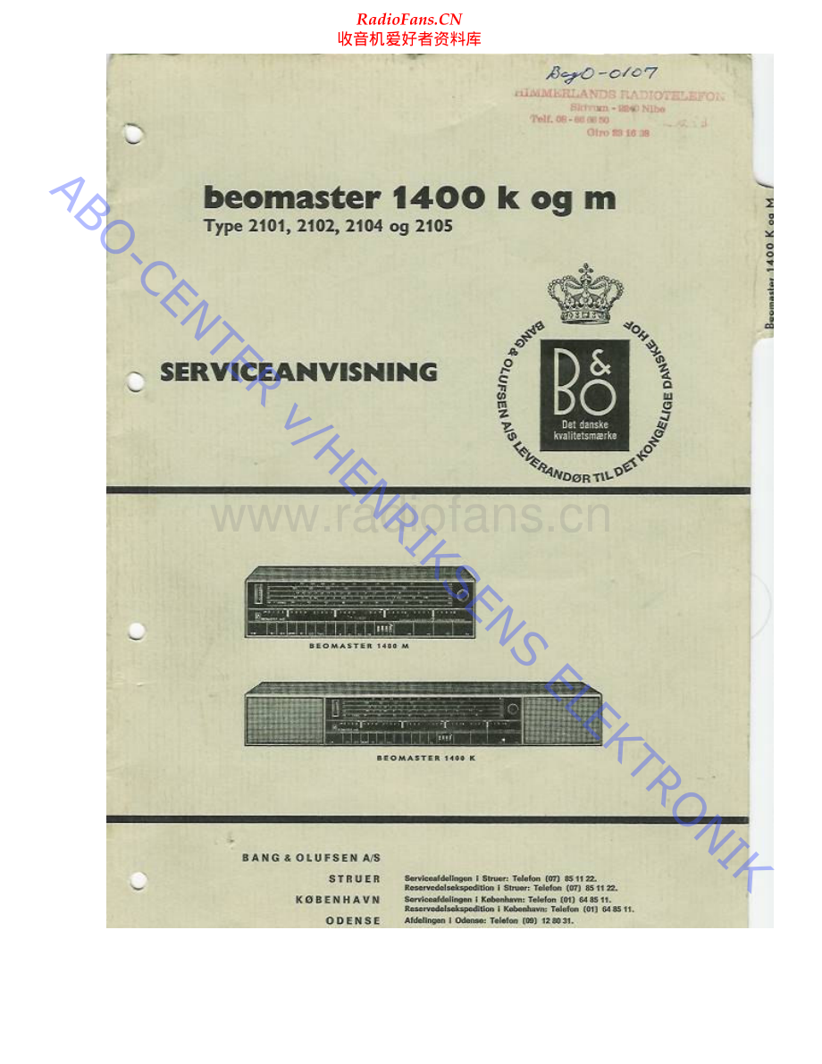 BO-Beomaster1400_type210x-sm维修电路原理图.pdf_第1页