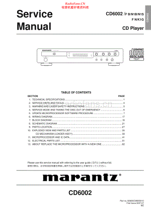 Marantz-CD6002-cd-sm 维修电路原理图.pdf
