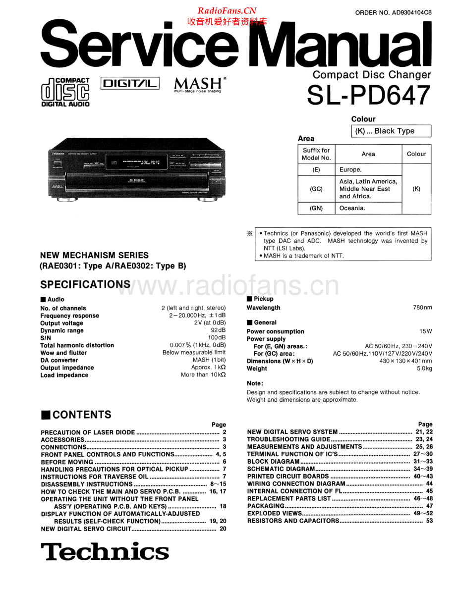Technics-SLPD647-cd-sm 维修电路原理图.pdf_第1页