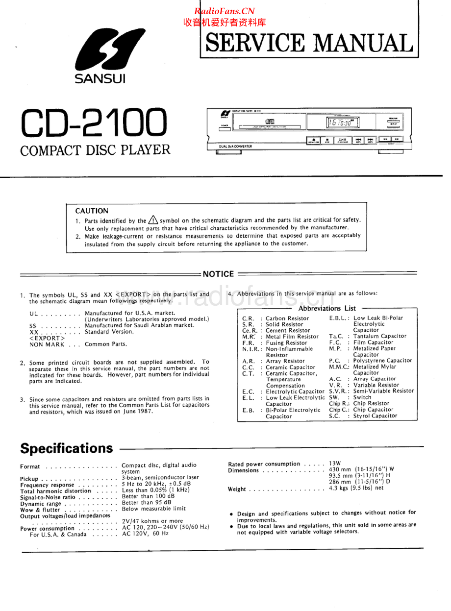 Sansui-CD2100-cd-sm 维修电路原理图.pdf_第1页