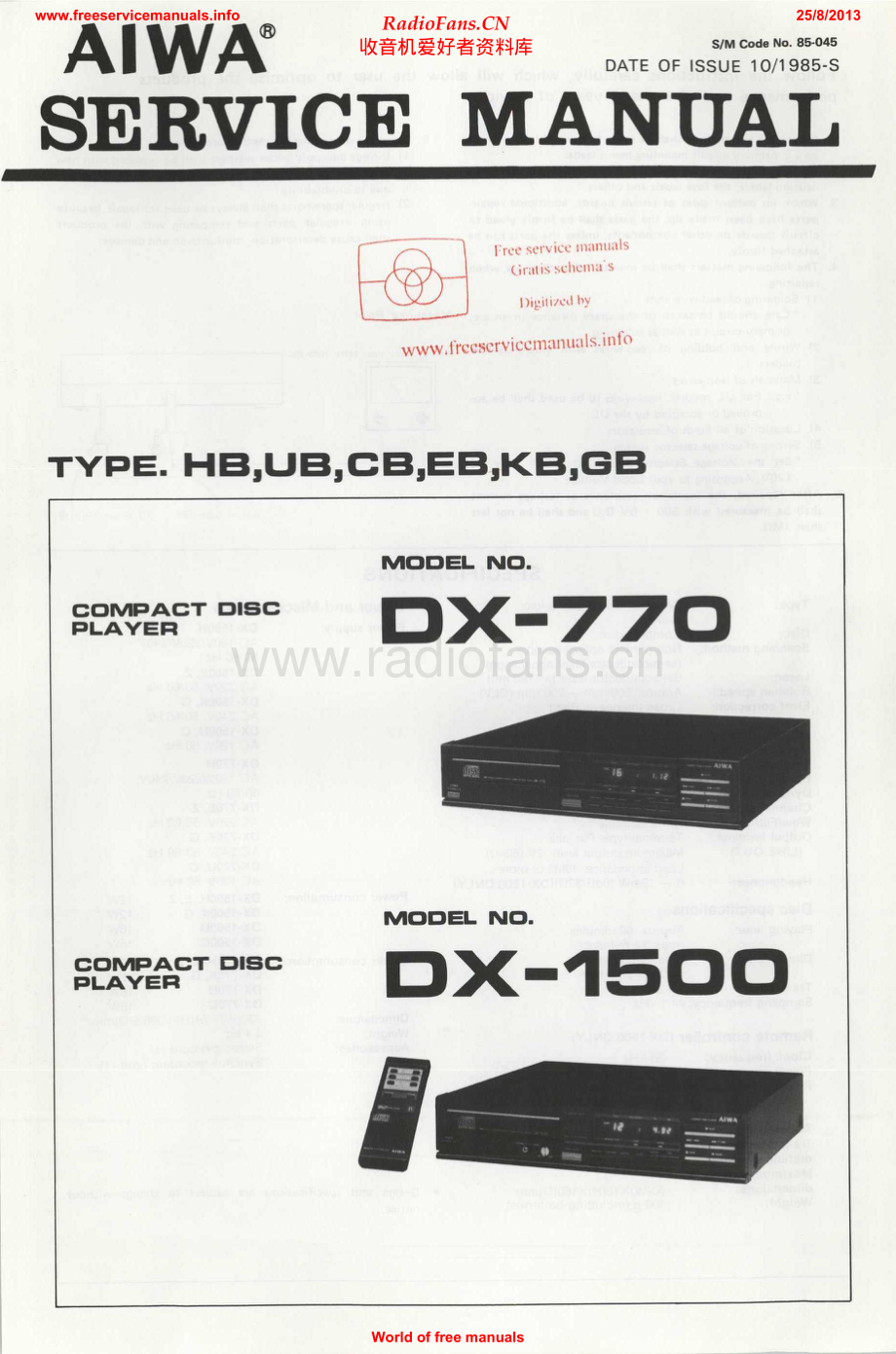 Aiwa-DX1500-cd-sm维修电路原理图.pdf_第1页