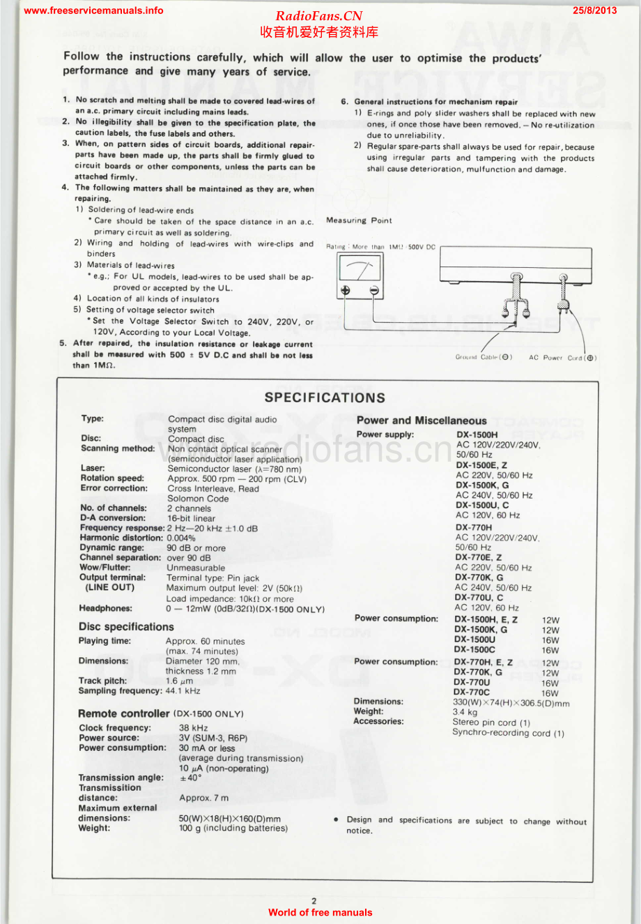Aiwa-DX1500-cd-sm维修电路原理图.pdf_第2页
