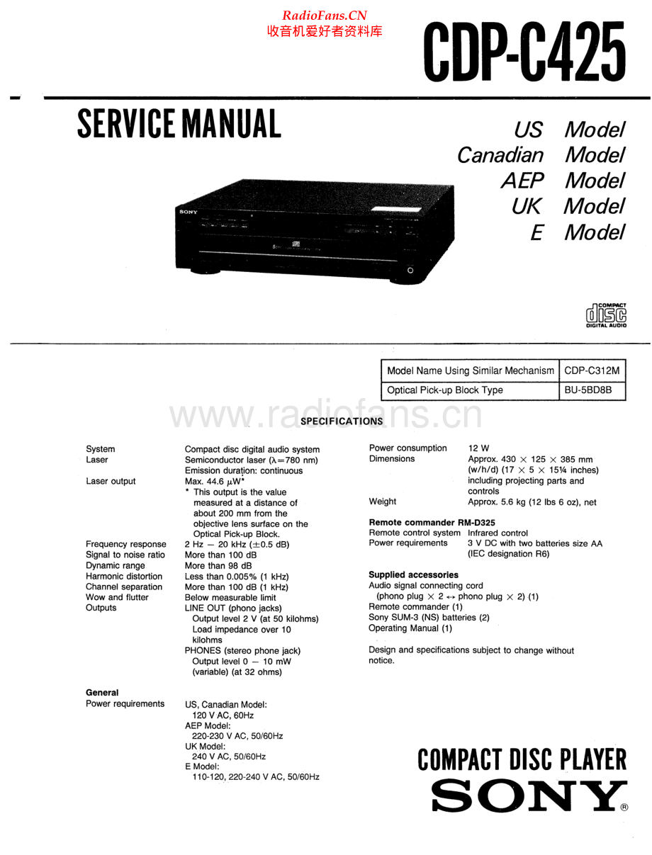 Sony-CDPC425-cd-sm 维修电路原理图.pdf_第1页
