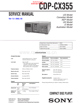 Sony-CDPCX355-cd-sm 维修电路原理图.pdf