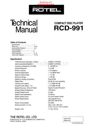 Rotel-RCD991-cd-sm 维修电路原理图.pdf