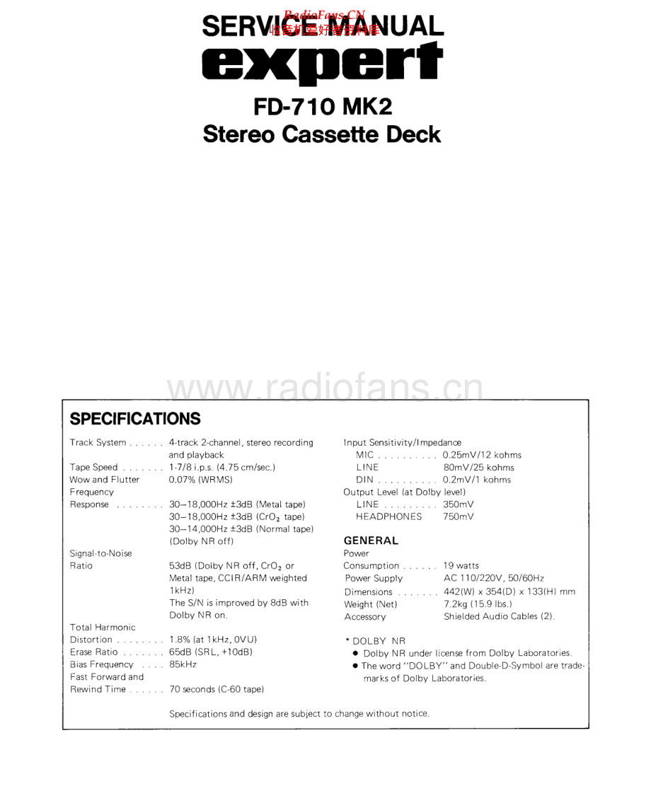 Expert-FD710mkII-tape-sm维修电路原理图.pdf_第1页