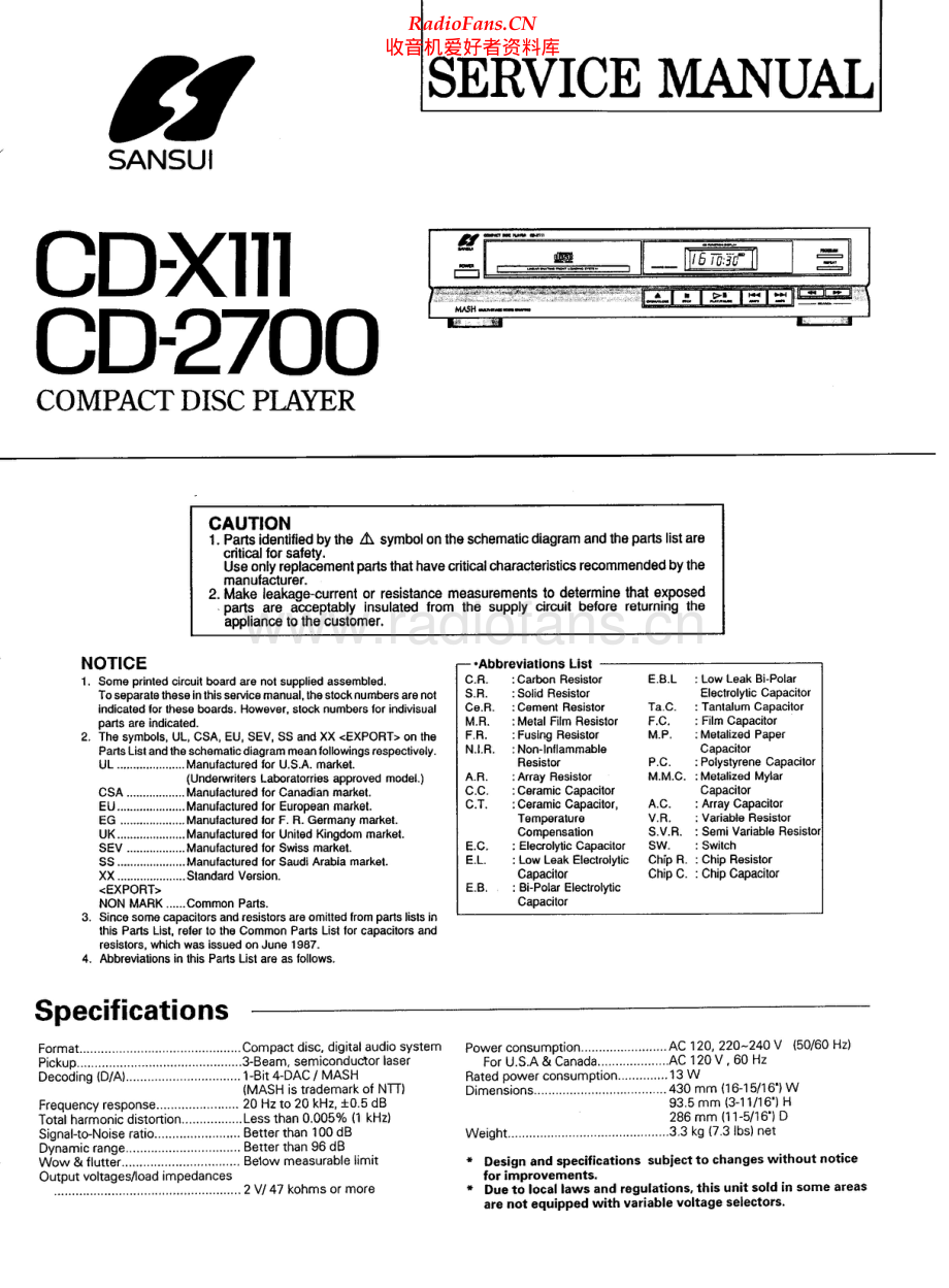 Sansui-CD2700-cd-sm 维修电路原理图.pdf_第1页