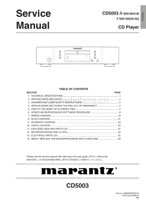 Marantz-CD5003-cd-sm 维修电路原理图.pdf