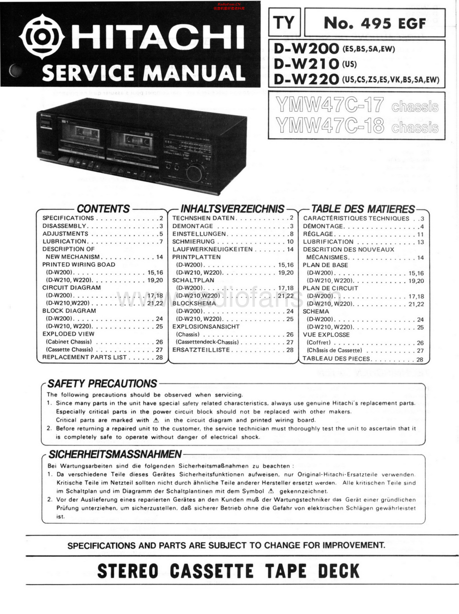 Hitachi-DW210-tape-sch 维修电路原理图.pdf_第1页