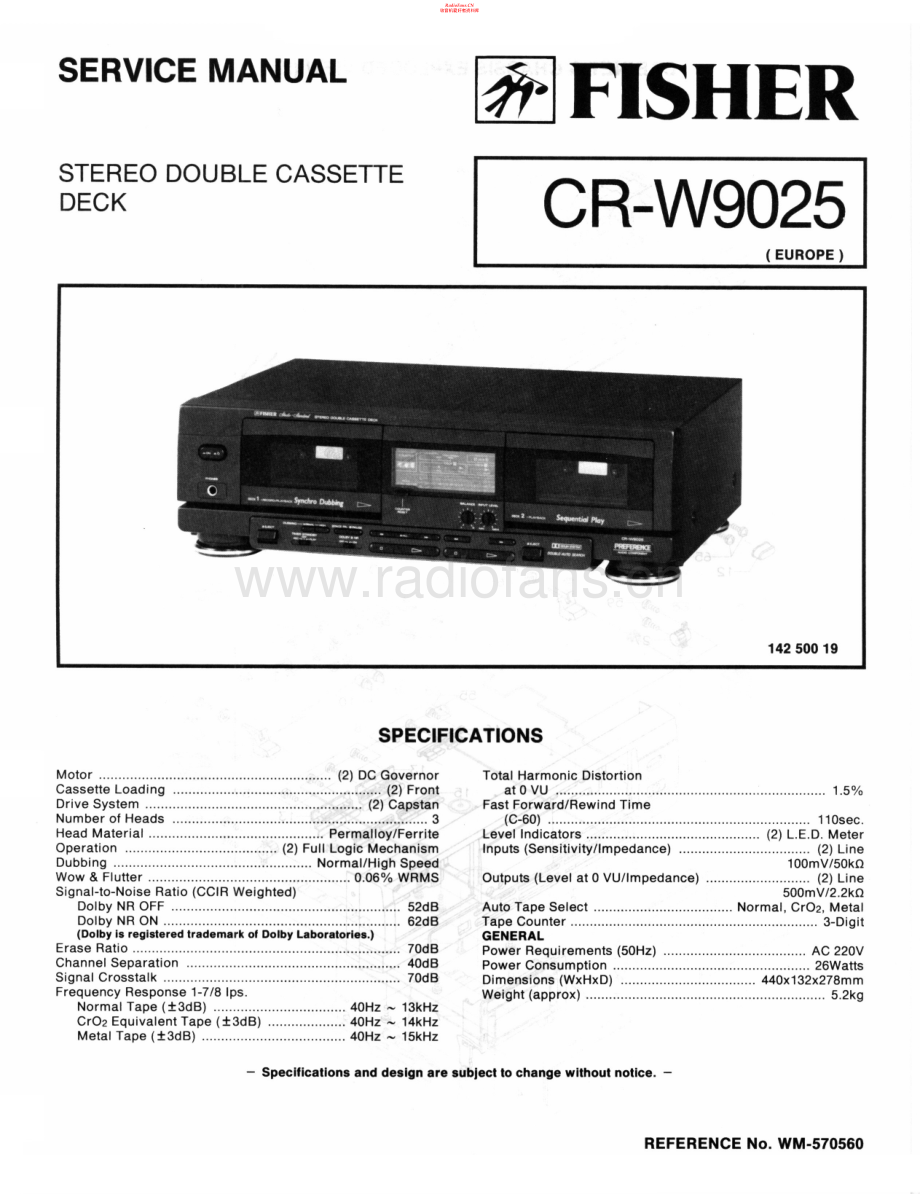 Fisher-CRW9025-tape-sch维修电路原理图.pdf_第1页