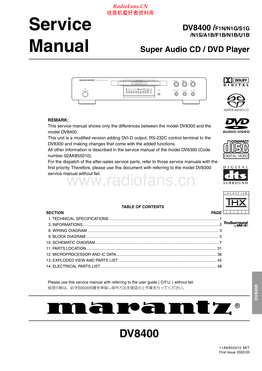 Marantz-DV8400-cd-sm 维修电路原理图.pdf_第1页