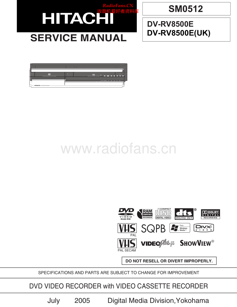 Hitachi-DVRV8500E-cd-sm 维修电路原理图.pdf_第1页