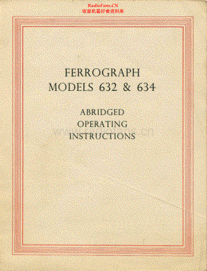 Ferguson-Ferrograph632-tape-sm1维修电路原理图.pdf
