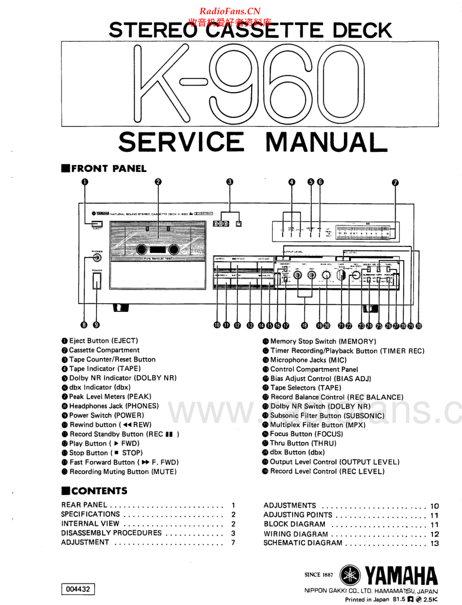 Yamaha-K960-tape-sm 维修电路原理图.pdf_第1页