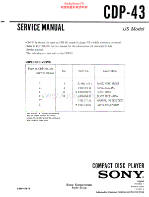 Sony-CDP43-cd-sm 维修电路原理图.pdf