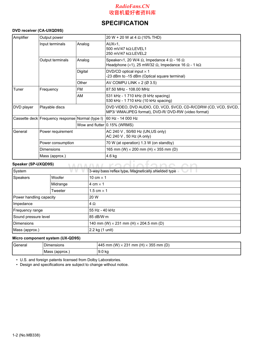 JVC-UXQD9S-cs-sm 维修电路原理图.pdf_第2页