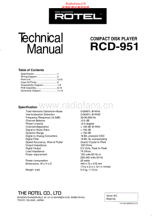Rotel-RCD951-cd-sm 维修电路原理图.pdf