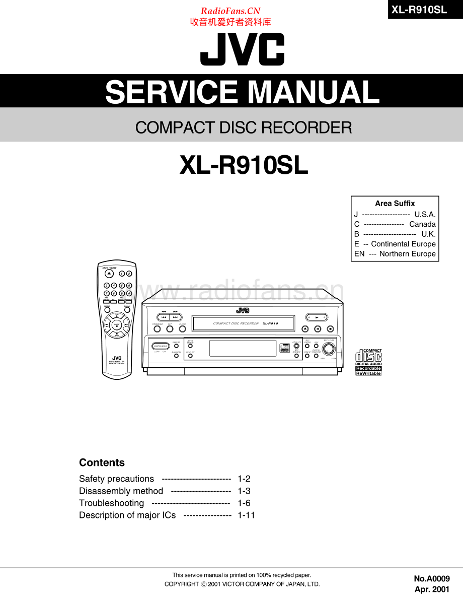 JVC-XLR910SL-cd-sm 维修电路原理图.pdf_第1页
