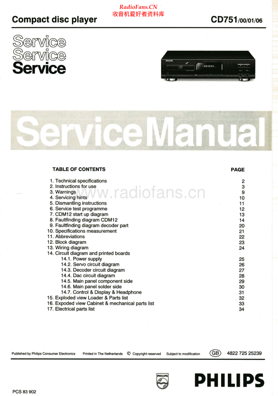 Philips-CD751-cd-sm 维修电路原理图.pdf_第1页