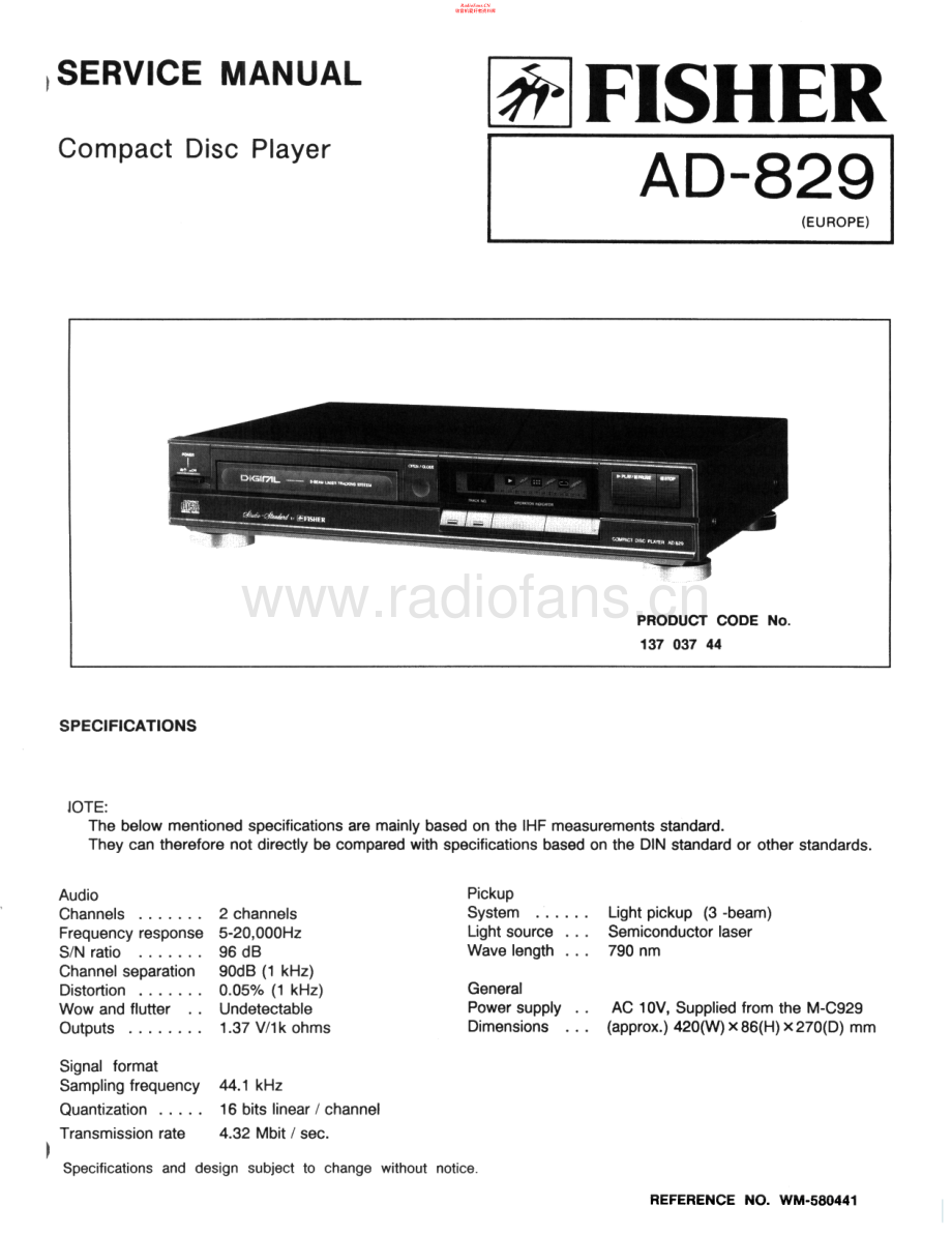Fisher-AD829-cd-sch维修电路原理图.pdf_第1页