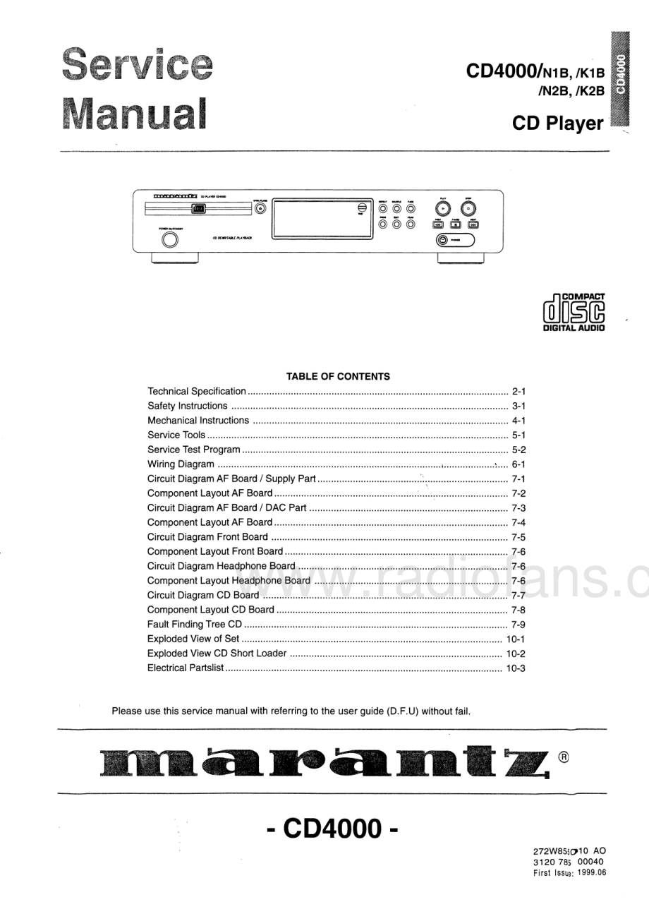 Marantz-CD4000-cd-sm 维修电路原理图.pdf_第1页