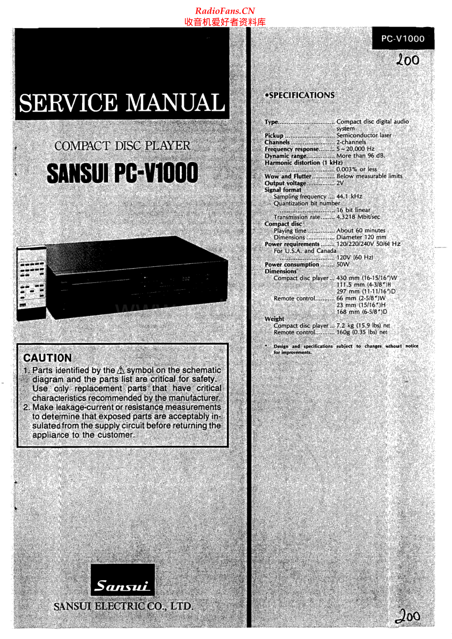 Sansui-PCV1000-cd-sm 维修电路原理图.pdf_第1页