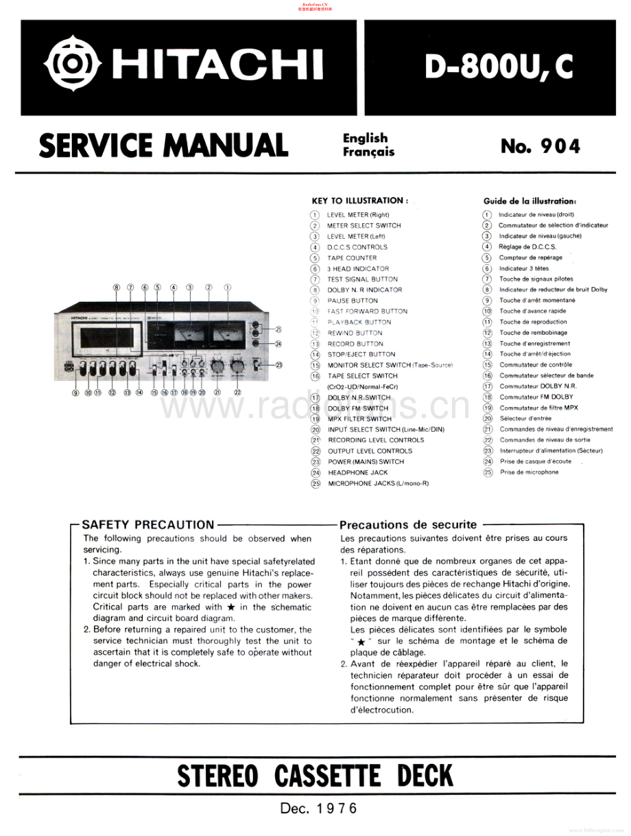 Hitachi-D800U-tape-sm 维修电路原理图.pdf_第1页