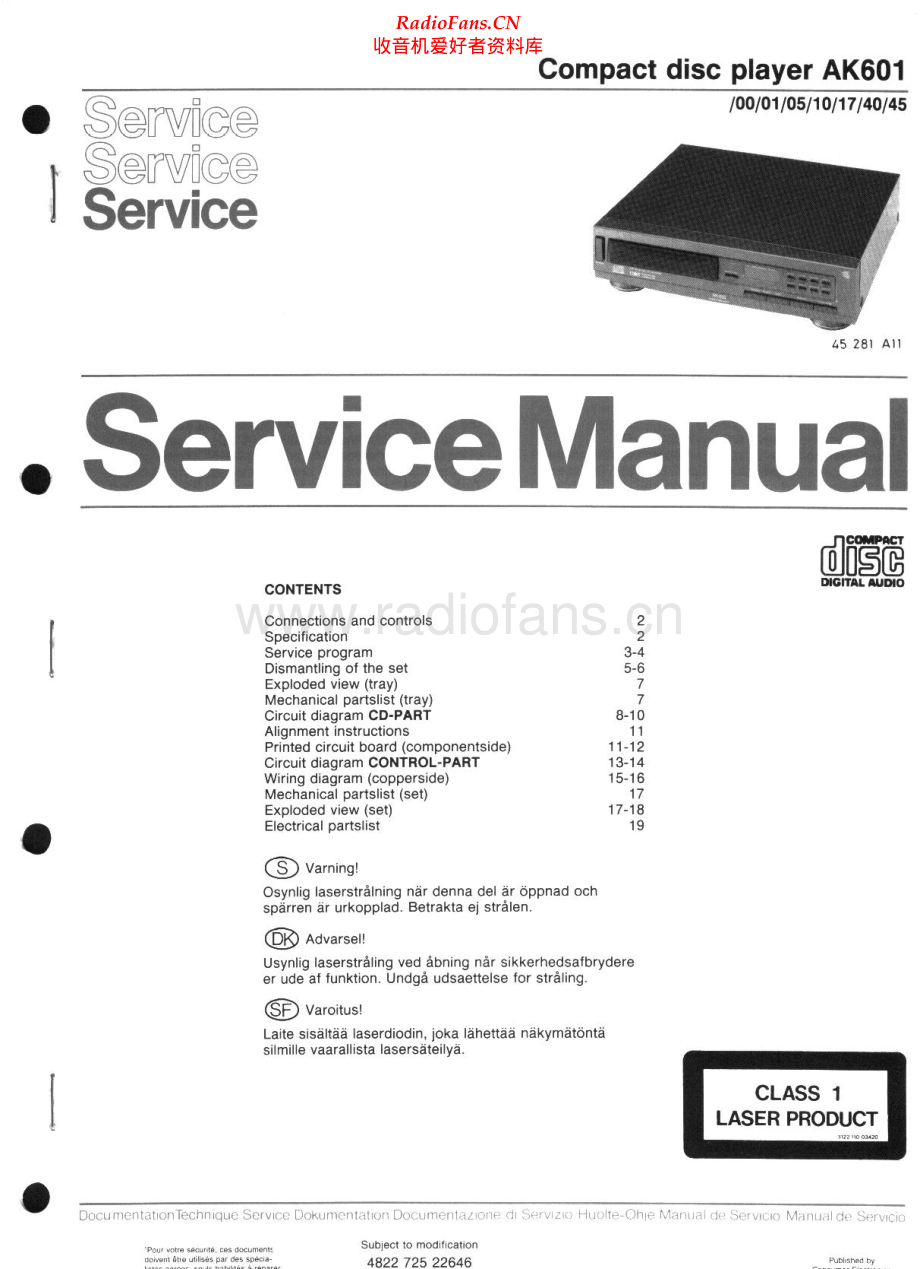 Philips-AK601-cd-sm 维修电路原理图.pdf_第1页