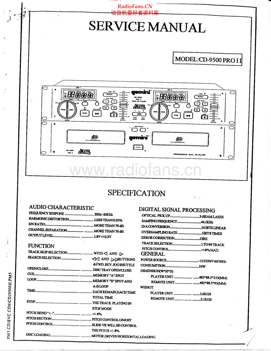 Gemini-CD9500PROII-cd-sm维修电路原理图.pdf_第1页