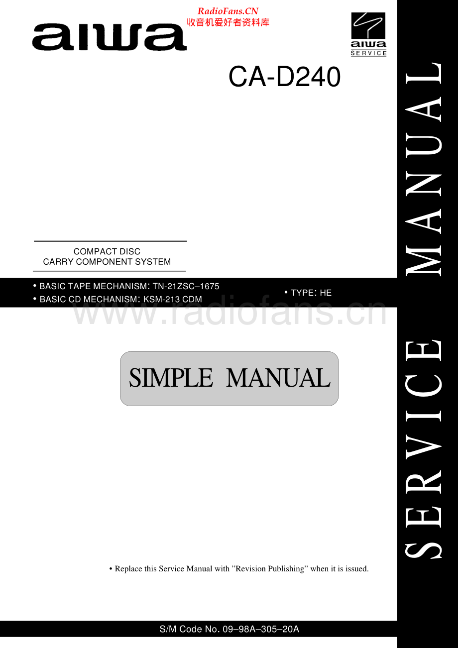 Aiwa-CAD240-cd-sm维修电路原理图.pdf_第1页