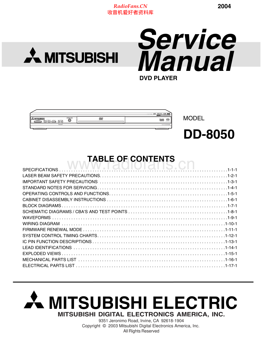 Mitsubishi-DD8050-dvd-sm 维修电路原理图.pdf_第1页