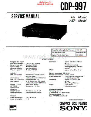 Sony-CDP997-cd-sm 维修电路原理图.pdf