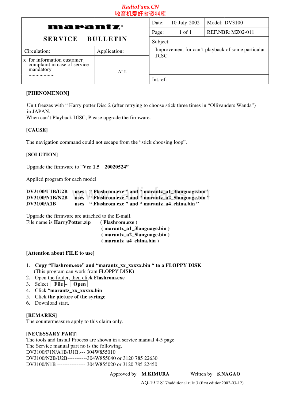 Marantz-DV3100-cd-sb 维修电路原理图.pdf_第1页