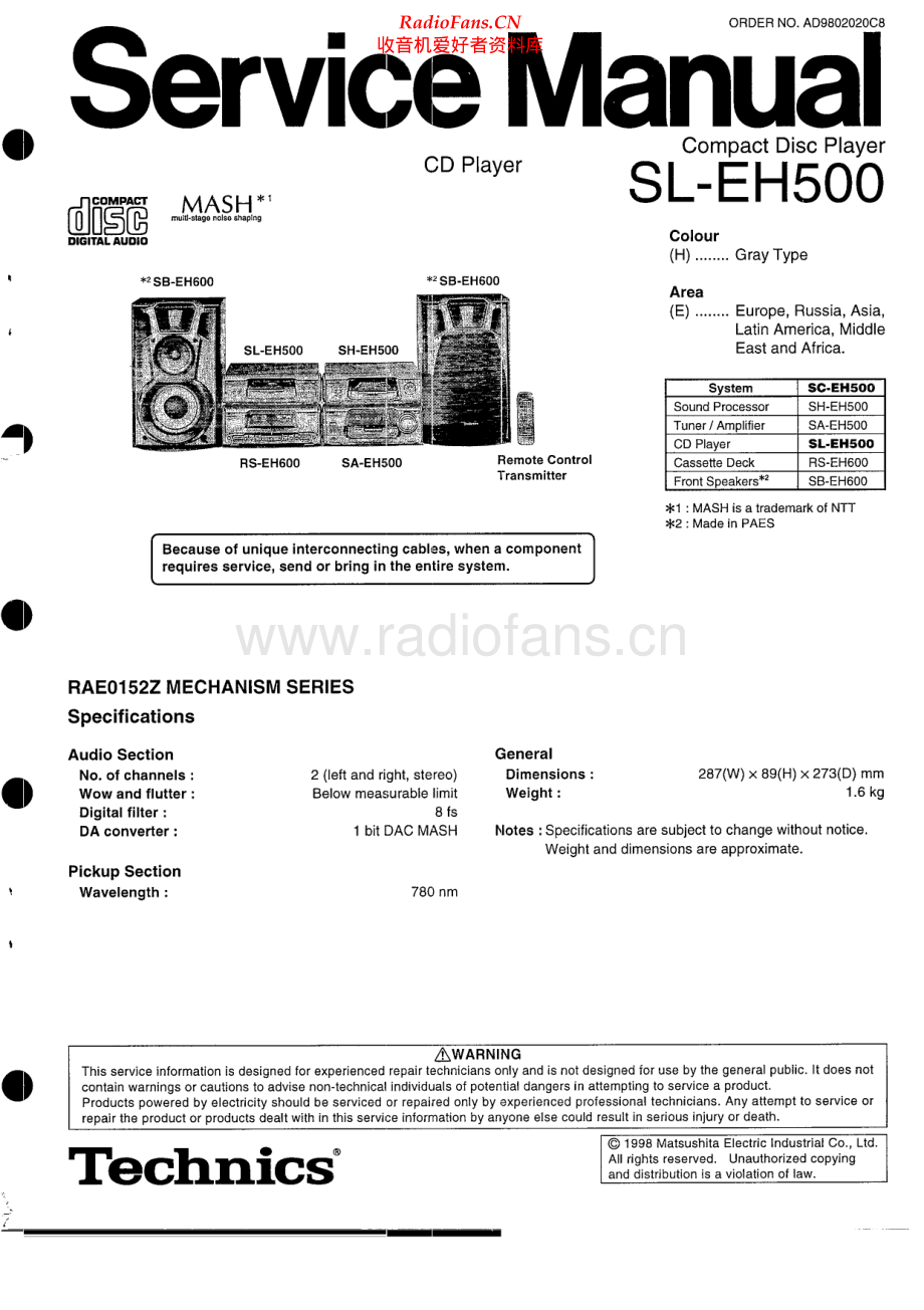 Technics-SLEH500-cd-sm 维修电路原理图.pdf_第1页