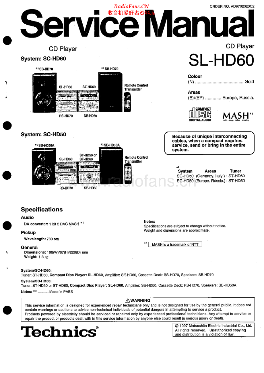 Technics-SLHD60-cd-sm 维修电路原理图.pdf_第1页