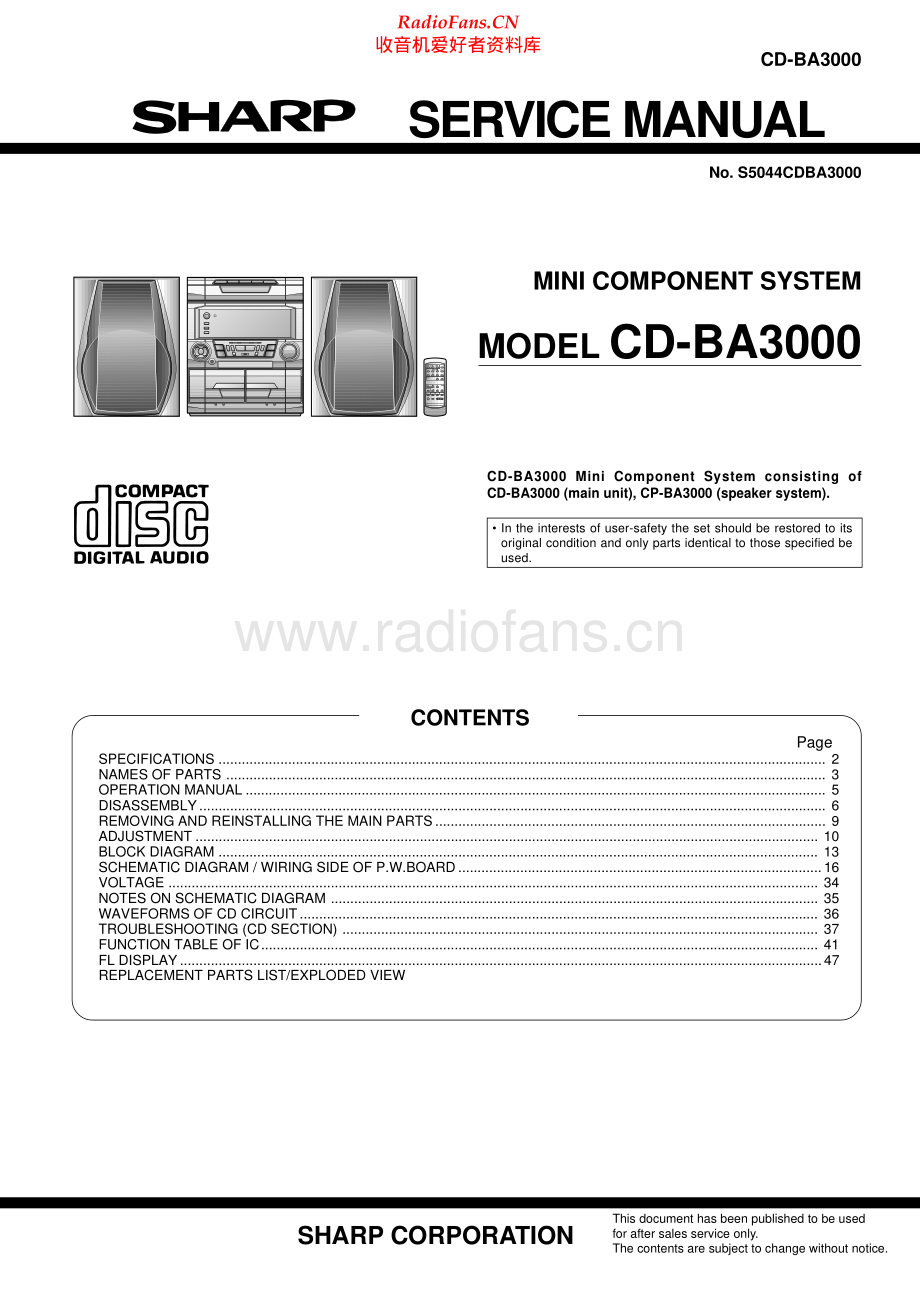 Sharp-CDBA3000-cs-sm 维修电路原理图.pdf_第1页