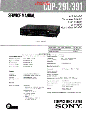 Sony-CDP391-cd-sm 维修电路原理图.pdf