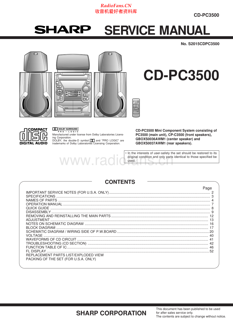 Sharp-CDPC3500-cs-sm 维修电路原理图.pdf_第1页