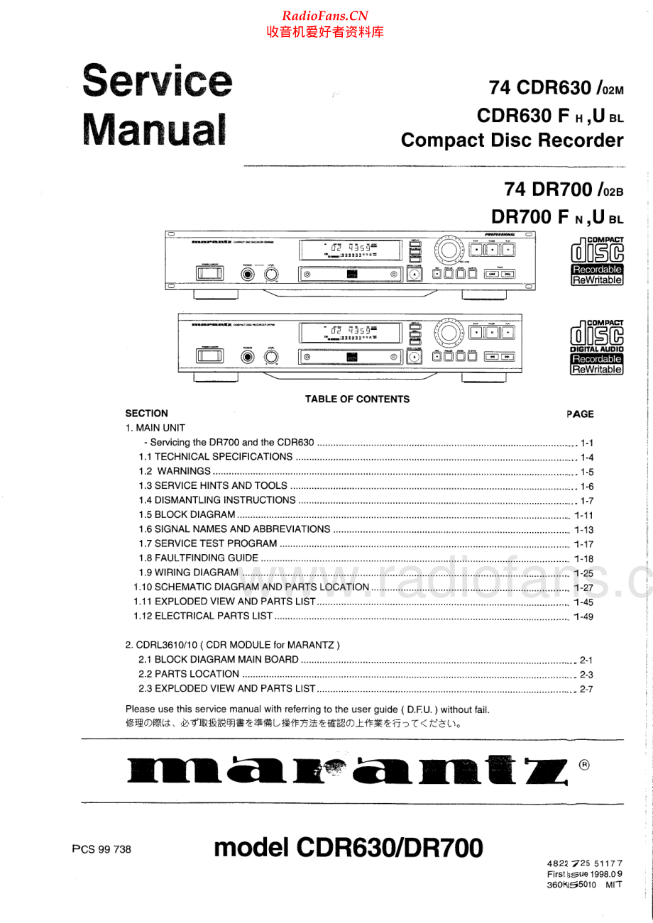 Marantz-CDR630-cd-sm 维修电路原理图.pdf_第1页